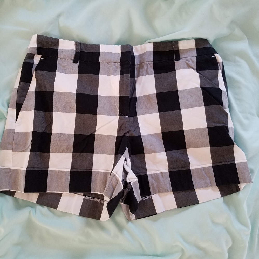 Loft black and white gingham shorts